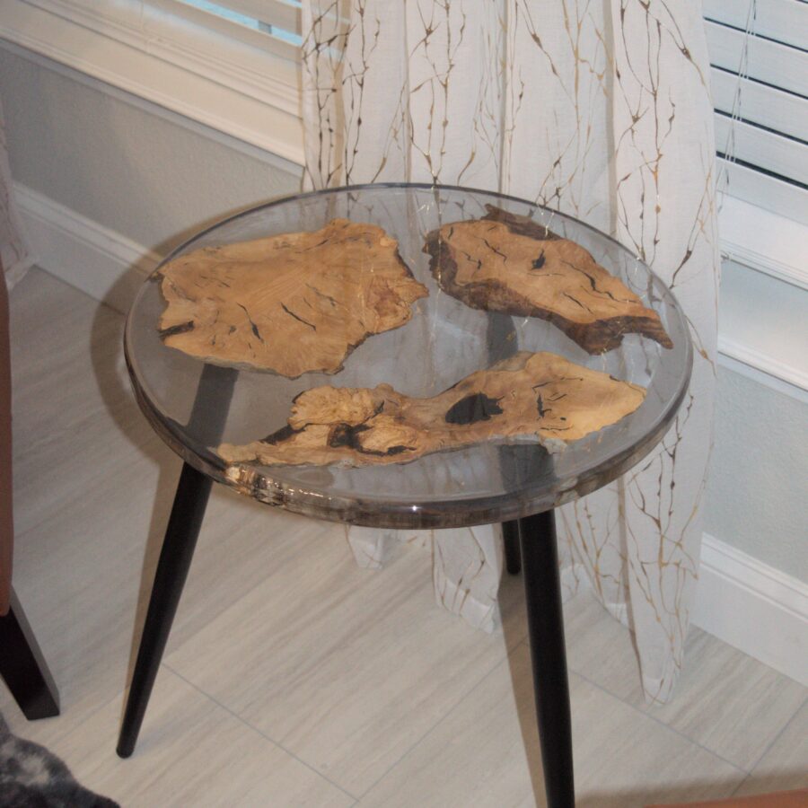 Olive Wood and Smoke Epoxy End Table 1