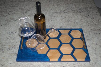 Blue Hexagonal Accent Serving Tray 1