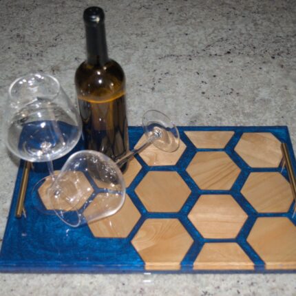 Blue Hexagonal Accent Serving Tray 1