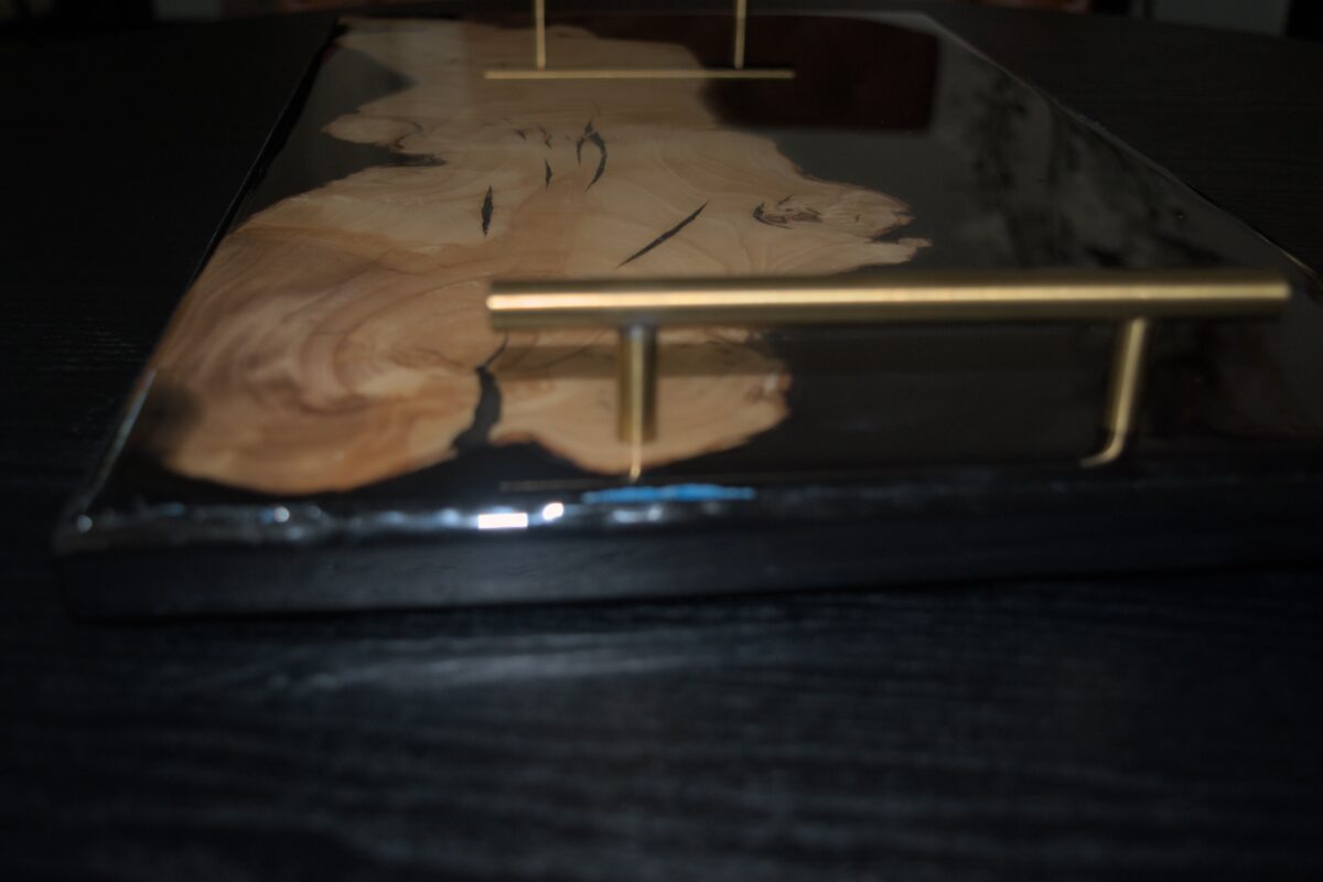 Black and Olive Wood Serving Tray 1 - Image 4