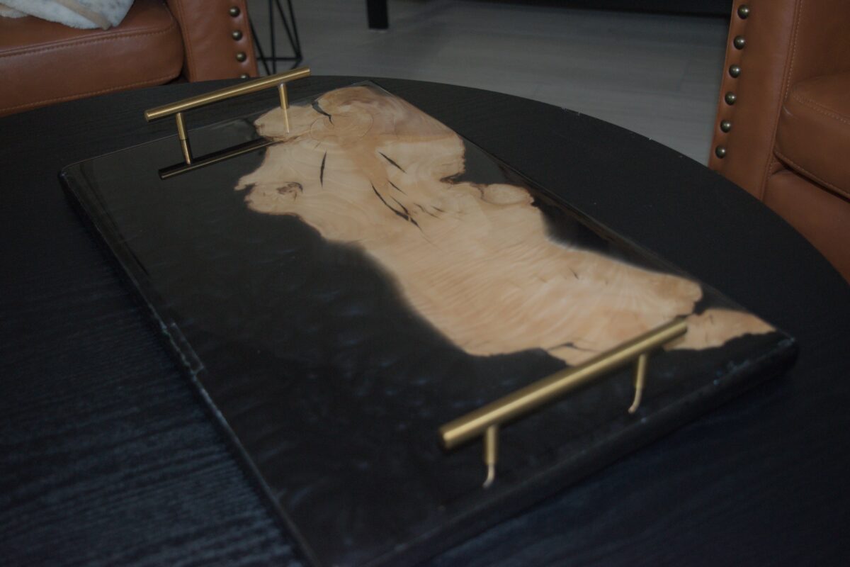 Black and Olive Wood Serving Tray 1 - Image 3