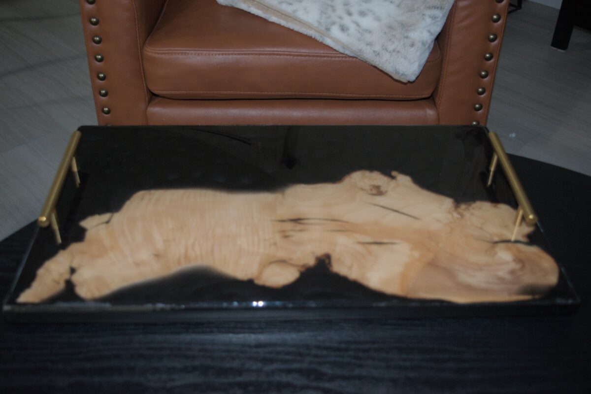 Black and Olive Wood Serving Tray 1 - Image 2