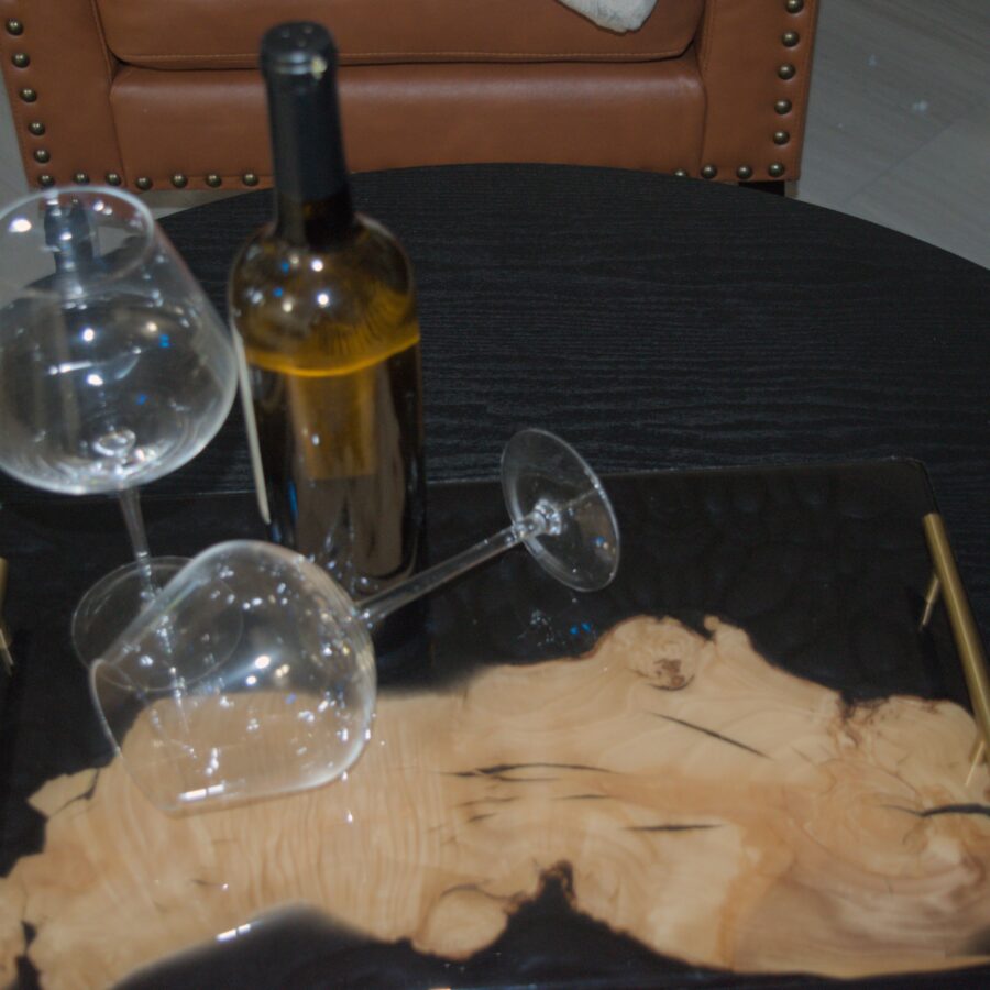 Black and Olive Wood Serving Tray 1