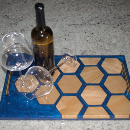 Blue Hexagonal Accent Serving Tray 1